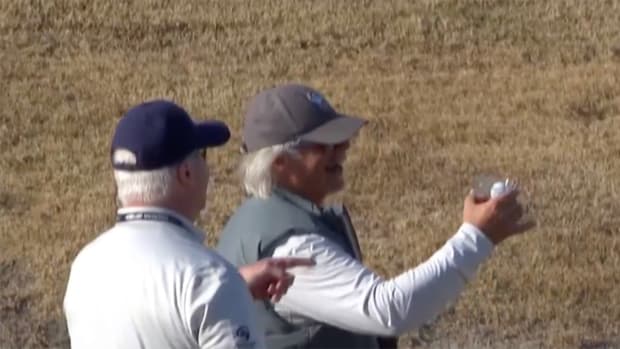 Adam Schenk’s second shot on hole 16 at The American Express landed in a fan’s beverage.